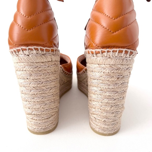 GUCCI | Marmont GG Cognac Leather Platform
Espadrille Wedge Sandal US 10 EU 40 - Picture 6 of 12